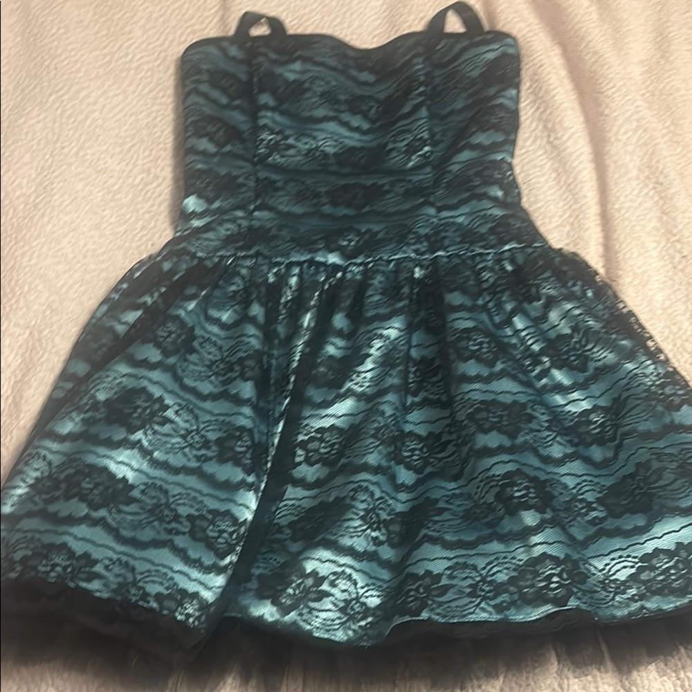 Elegant Lace Kids/Teen Dress in Teal and Black